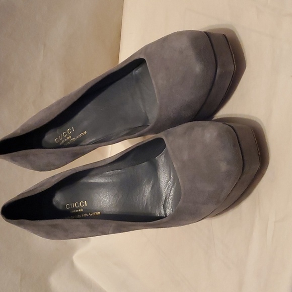 Gucci Grey Suede Stillettos SZ 37.5 - Picture 1 of 7